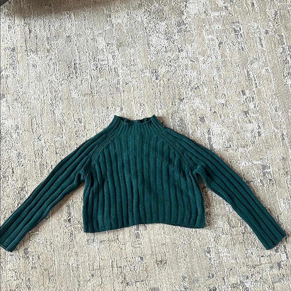 Green Ribbed Women's Sweater
